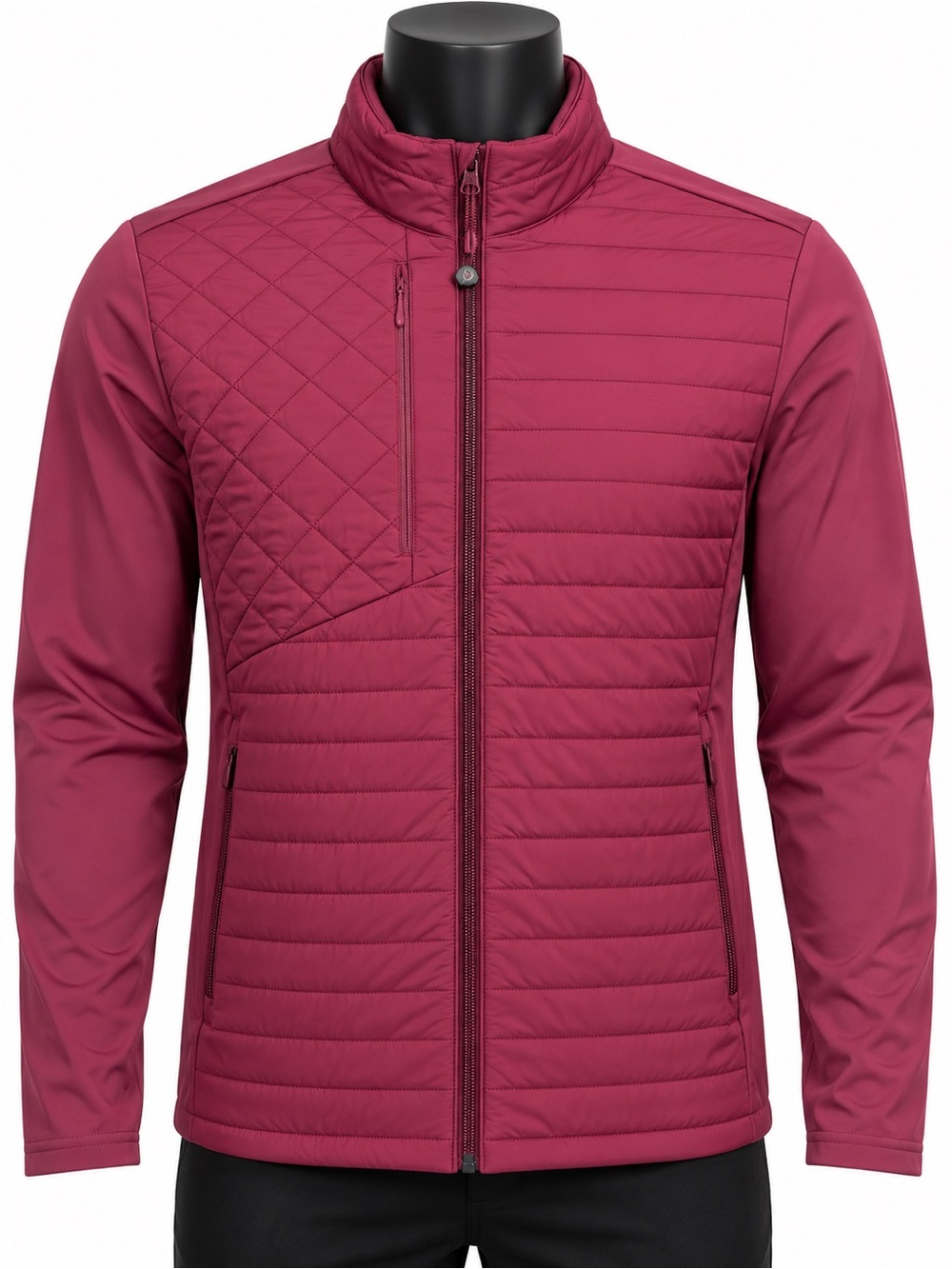 Greyson Men’s Hybrid Quilted Full Zip Jacket Burgundy Size M NWT